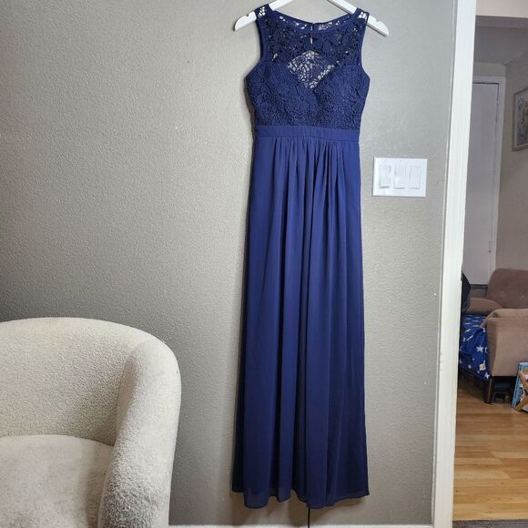 Lulus Navy Blue So Far Gown Maxi Dress - Picture 2 of 8